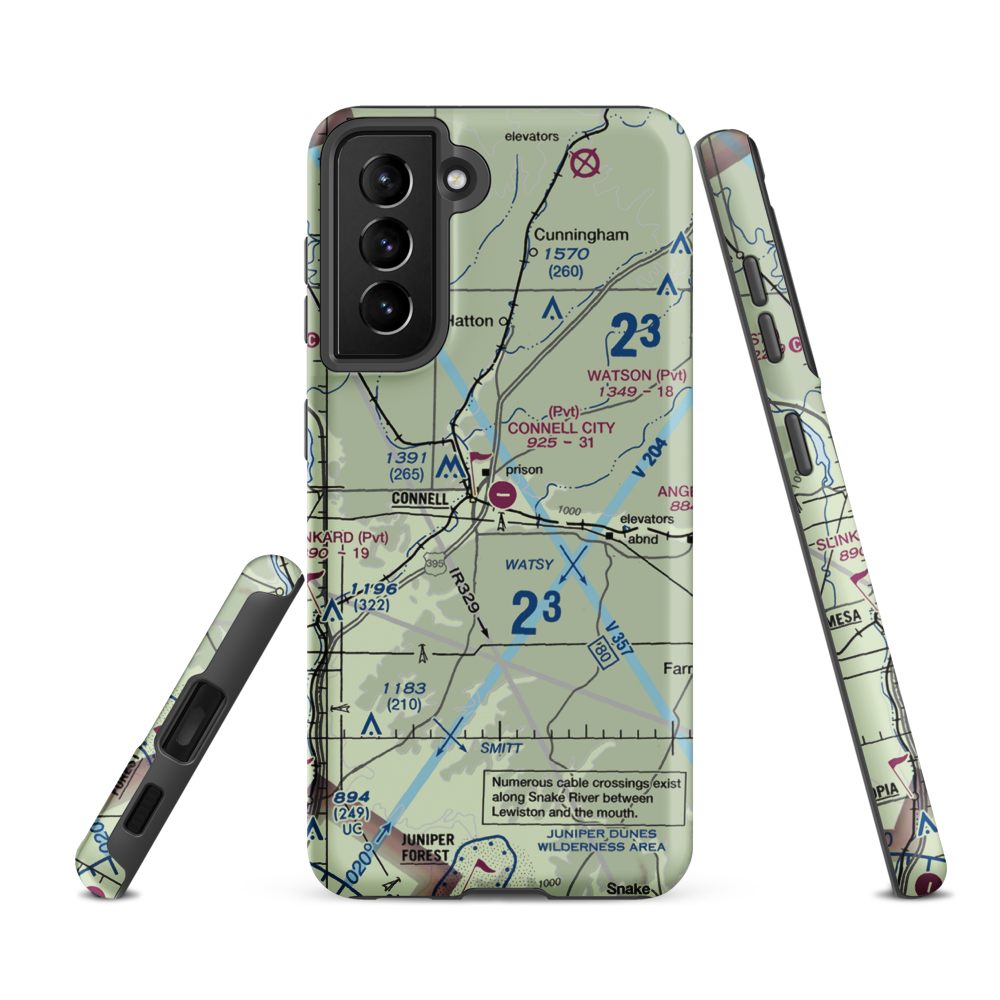 Connell City Airport (WA14) VFR Sectional Samsung Phone Case Samsung Galaxy S21 FE model shown