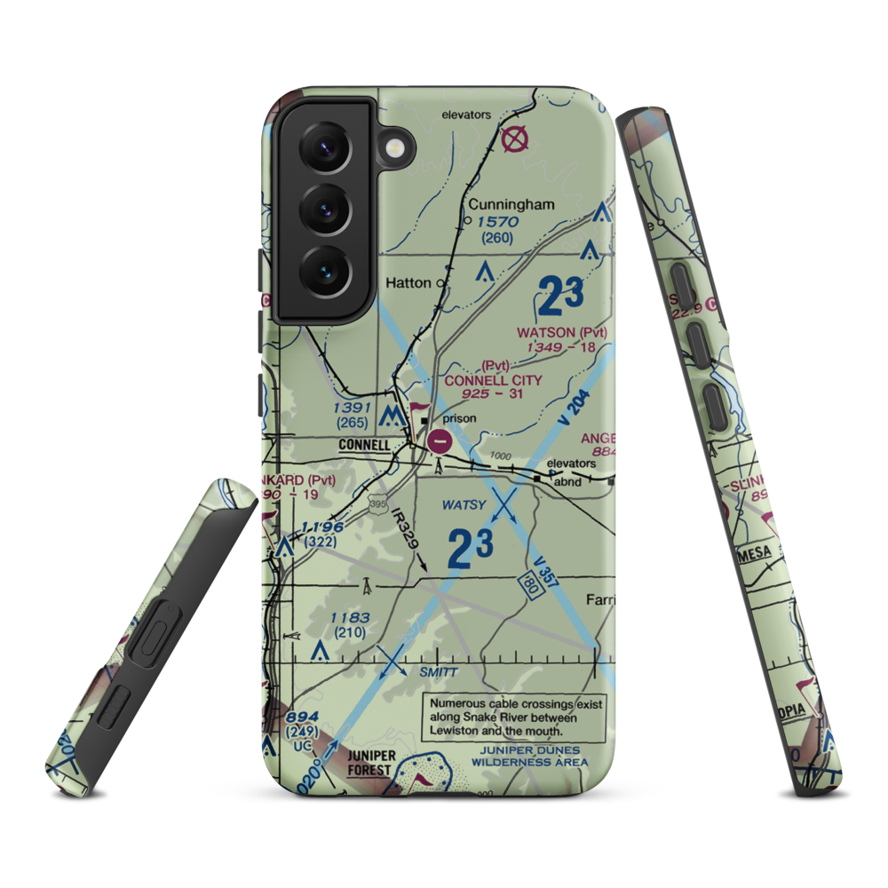 Connell City Airport (WA14) VFR Sectional Samsung Phone Case Samsung Galaxy S22 Plus model shown