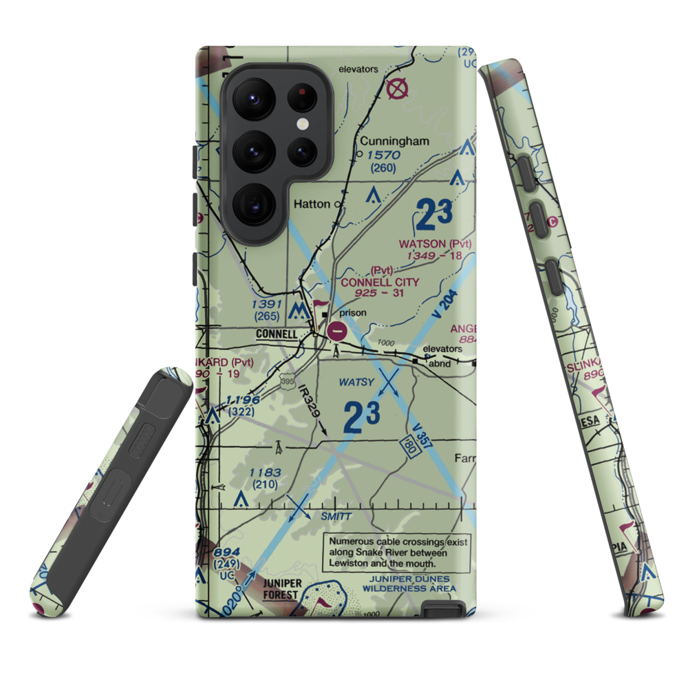 Connell City Airport (WA14) VFR Sectional Samsung Phone Case Samsung Galaxy S22 Ultra model shown