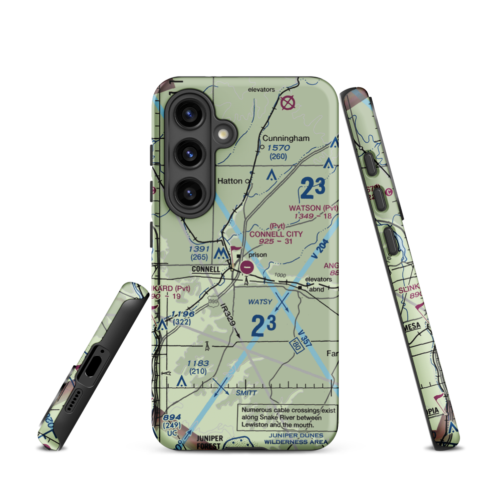 Connell City Airport (WA14) VFR Sectional Samsung Phone Case Samsung Galaxy S24 model shown