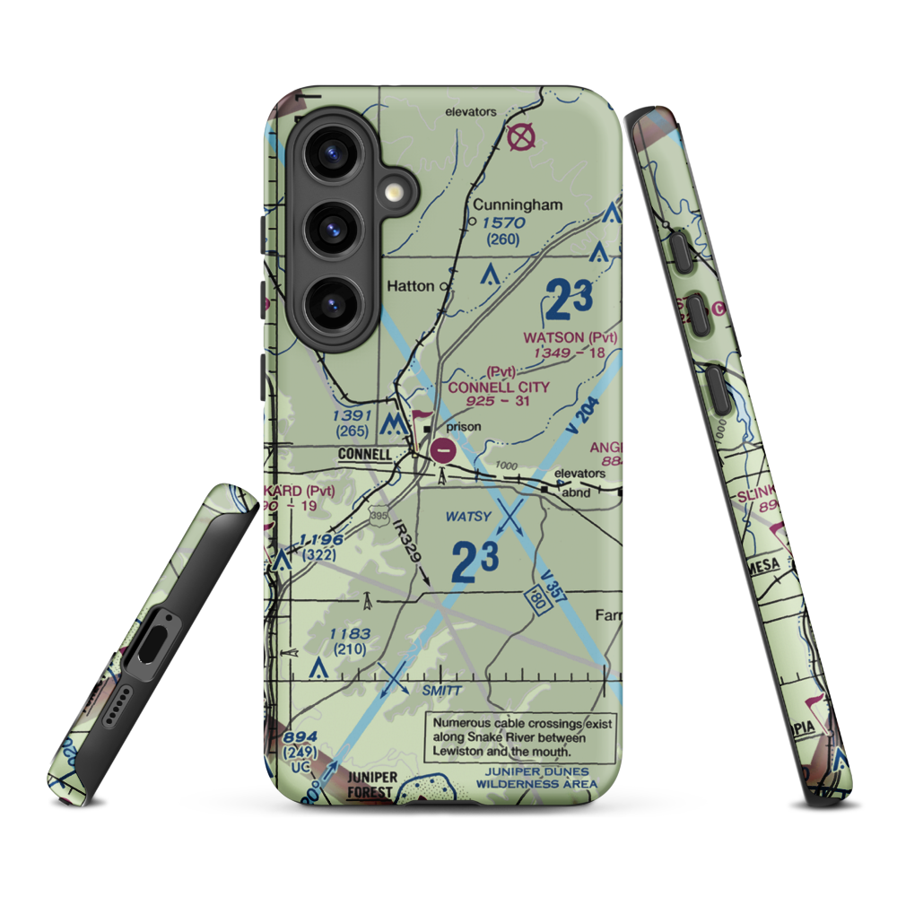 Connell City Airport (WA14) VFR Sectional Samsung Phone Case Samsung Galaxy S24 Plus model shown