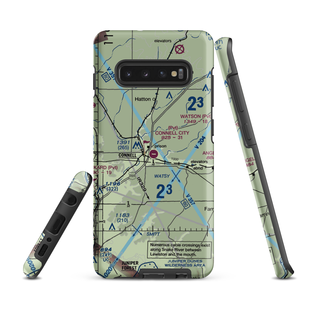 Connell City Airport (WA14) VFR Sectional Samsung Phone Case Samsung Galaxy S10 Plus model shown