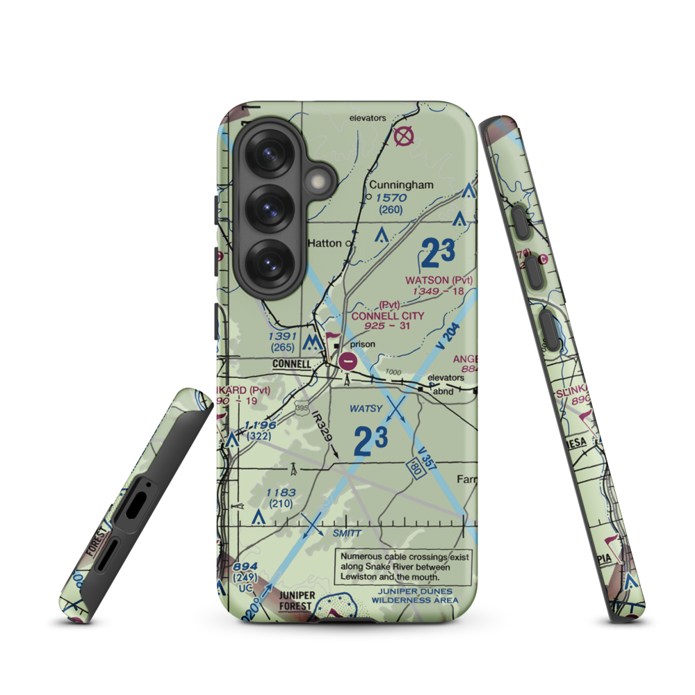 Connell City Airport (WA14) VFR Sectional Samsung Phone Case Samsung Galaxy S25 model shown