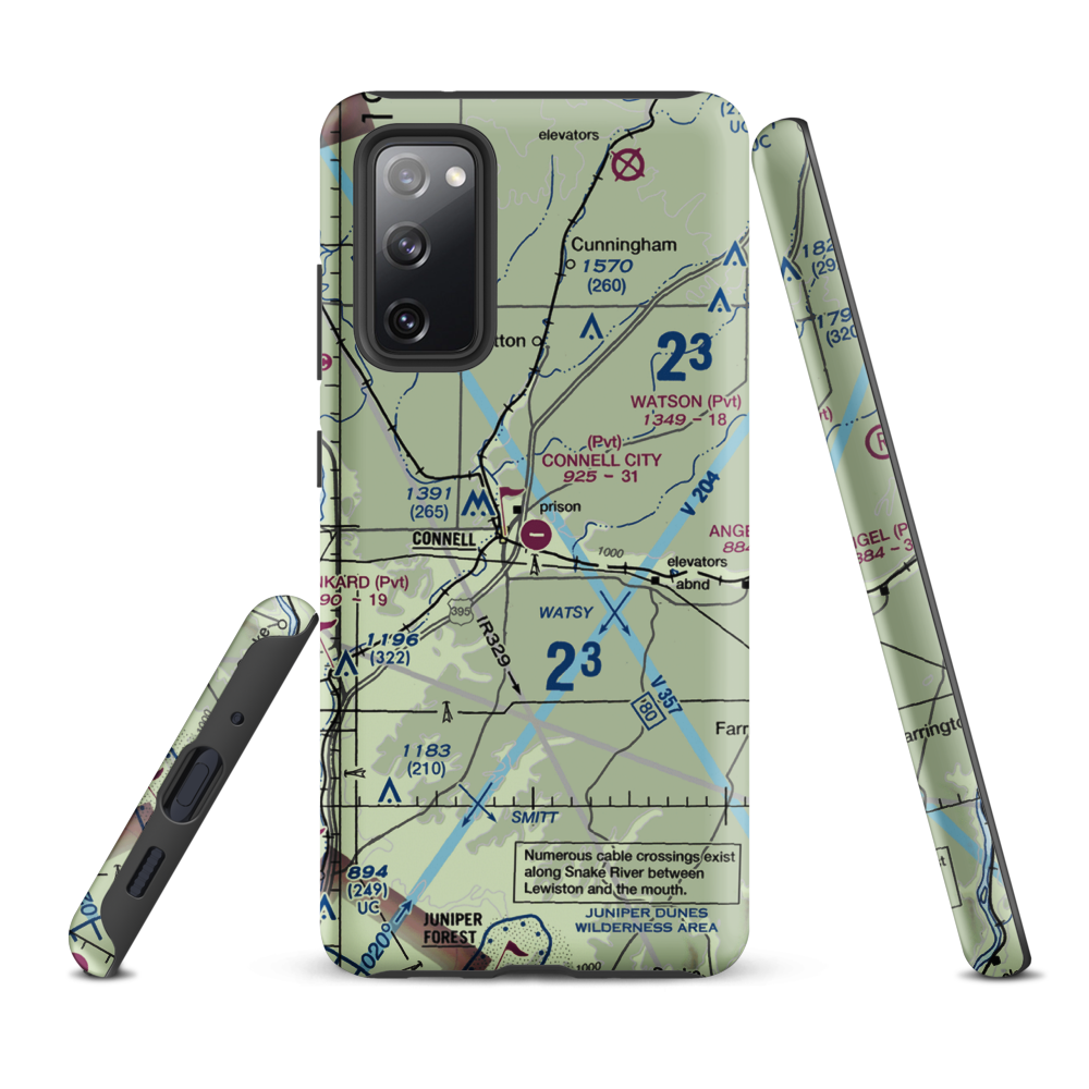 Connell City Airport (WA14) VFR Sectional Samsung Phone Case Samsung Galaxy S20 FE model shown