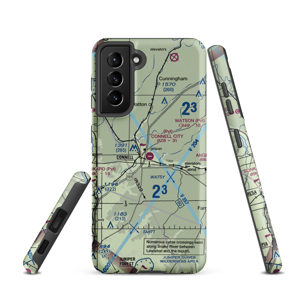 Connell City Airport (WA14) VFR Sectional Samsung Phone Case Samsung Galaxy S21 model shown