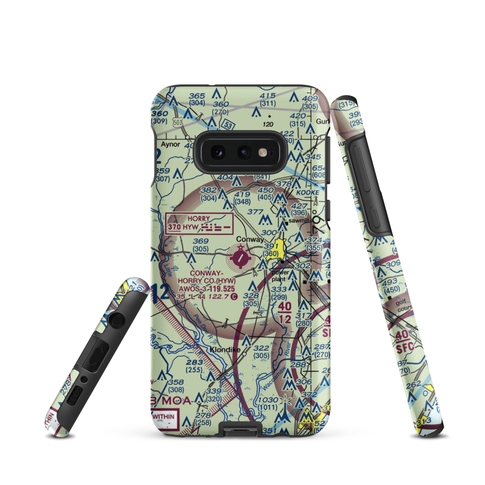 Conway Horry County Airport (HYW) VFR Sectional Samsung Phone Case Samsung Galaxy S10 Plus model shown