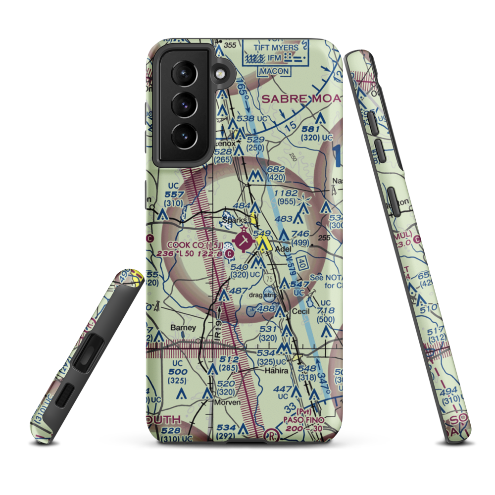 Cook County Airport (15J) VFR Sectional Samsung Phone Case Samsung Galaxy S21 FE model shown