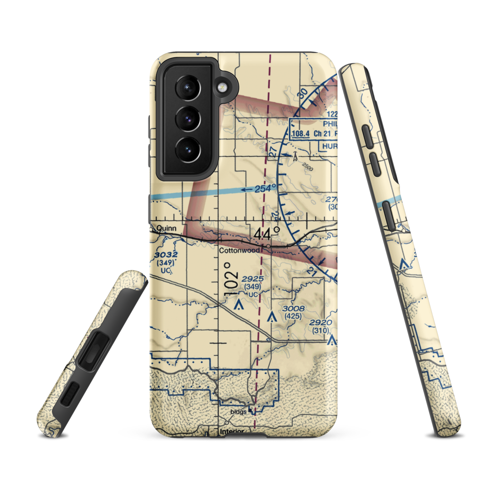 Cooks Airport (SD66) VFR Sectional Samsung Phone Case Samsung Galaxy S21 FE model shown