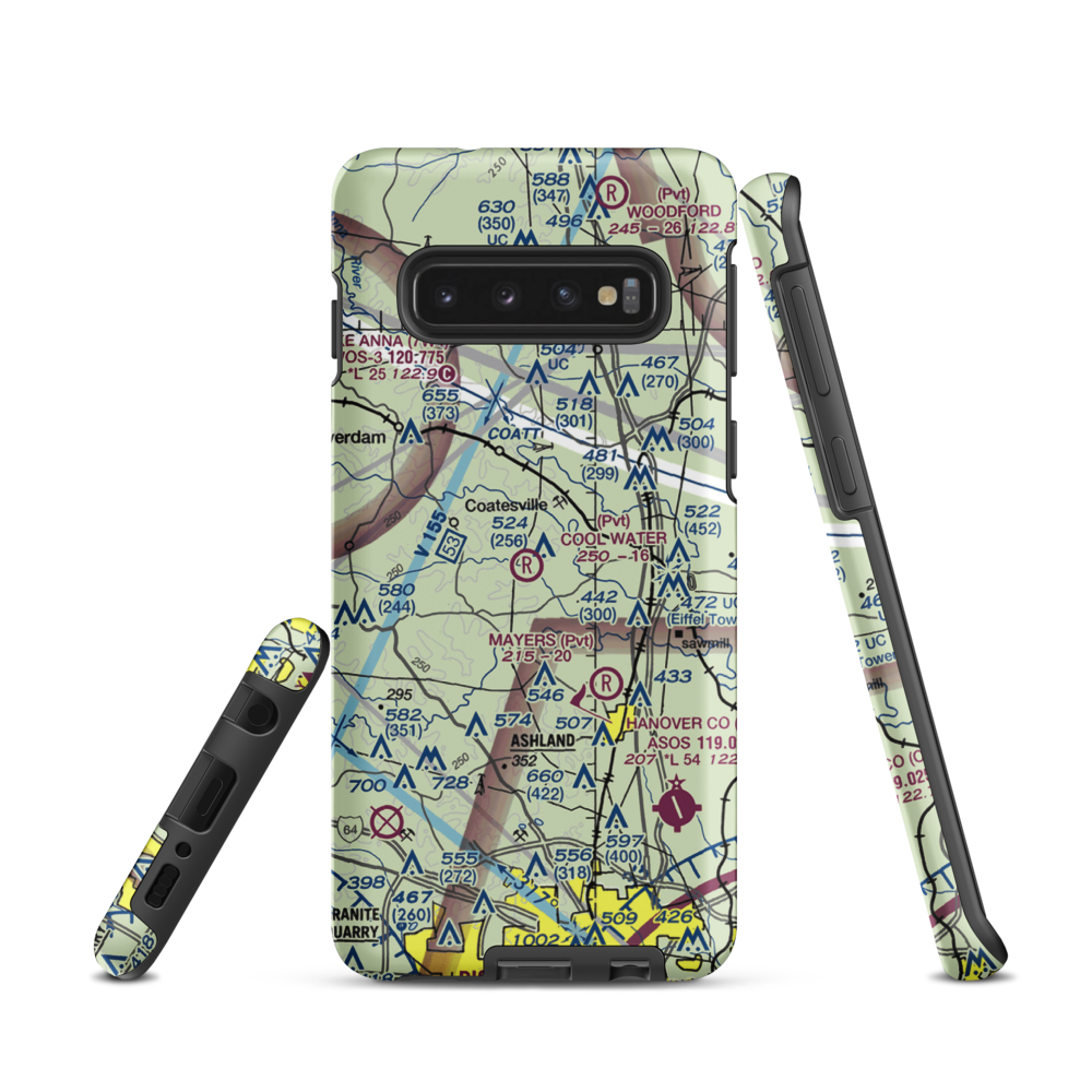 Cool Water Airport (4VG2) VFR Sectional Samsung Phone Case Samsung Galaxy S10 model shown