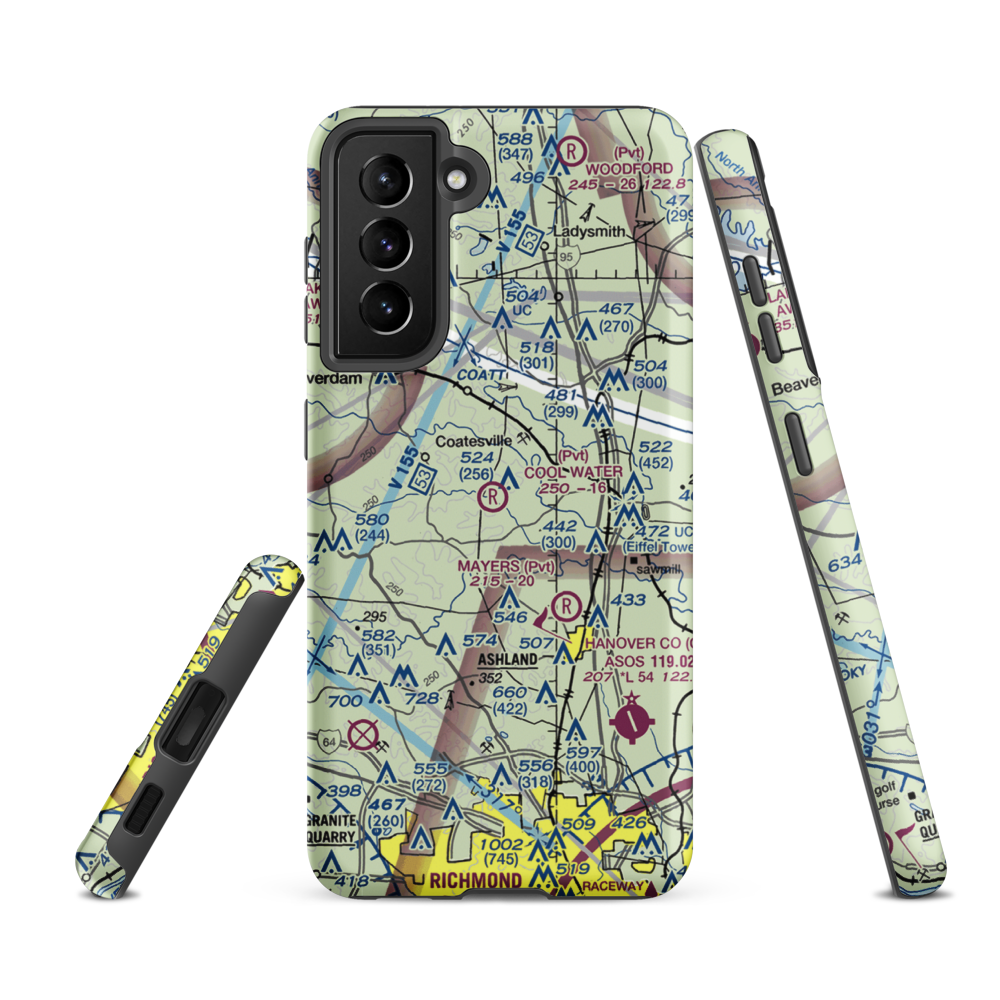 Cool Water Airport (4VG2) VFR Sectional Samsung Phone Case Samsung Galaxy S21 Ultra model shown