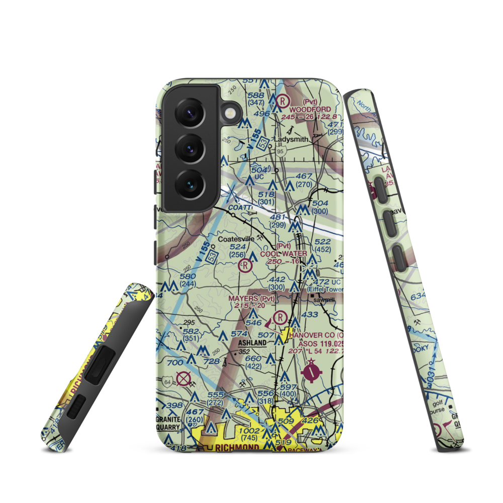 Cool Water Airport (4VG2) VFR Sectional Samsung Phone Case Samsung Galaxy S22 model shown