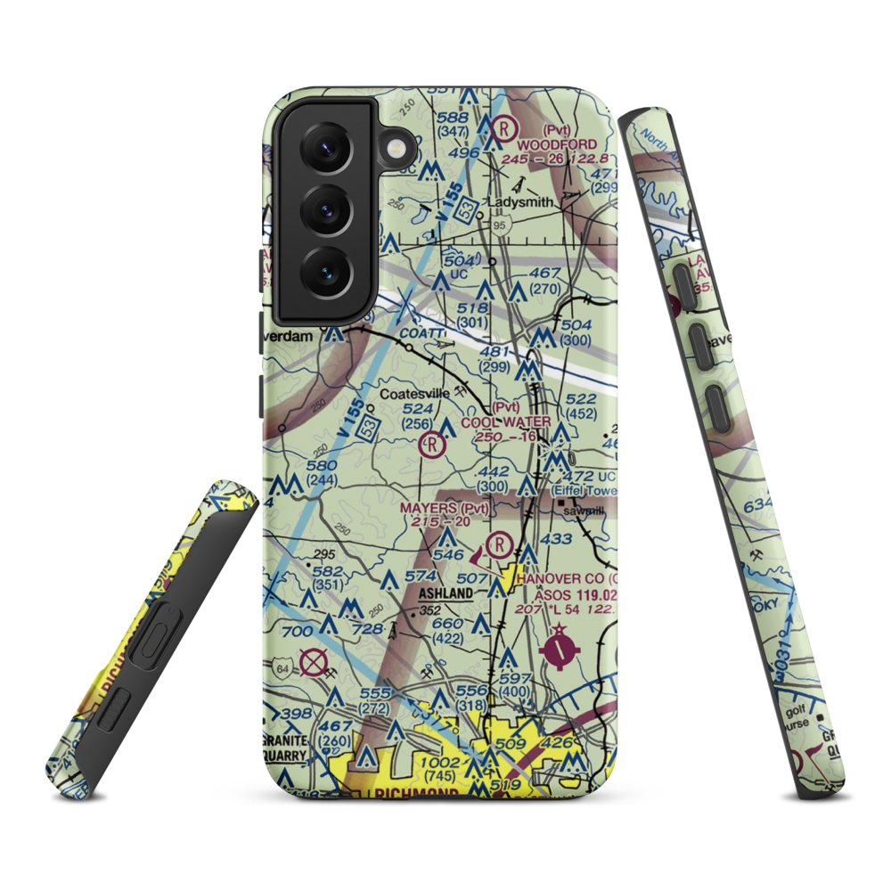 Cool Water Airport (4VG2) VFR Sectional Samsung Phone Case Samsung Galaxy S22 Plus model shown