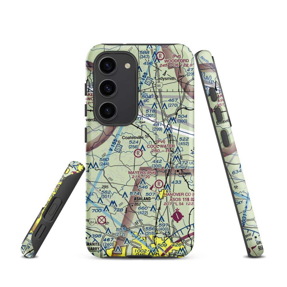 Cool Water Airport (4VG2) VFR Sectional Samsung Phone Case Samsung Galaxy S23 model shown