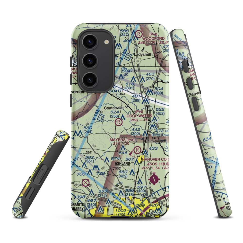 Cool Water Airport (4VG2) VFR Sectional Samsung Phone Case Samsung Galaxy S23 Plus model shown