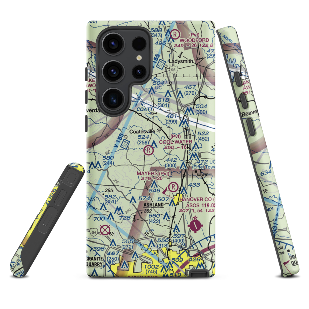 Cool Water Airport (4VG2) VFR Sectional Samsung Phone Case Samsung Galaxy S23 Ultra model shown