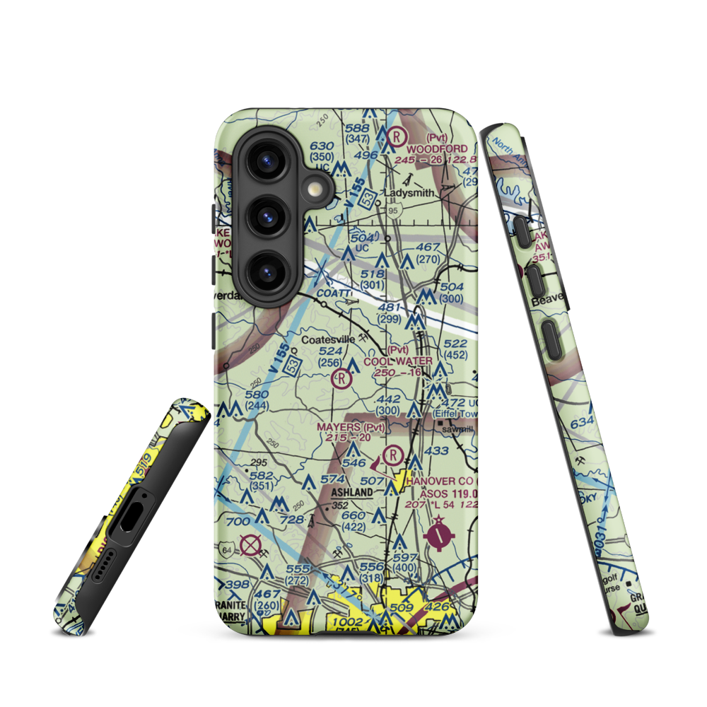 Cool Water Airport (4VG2) VFR Sectional Samsung Phone Case Samsung Galaxy S24 model shown