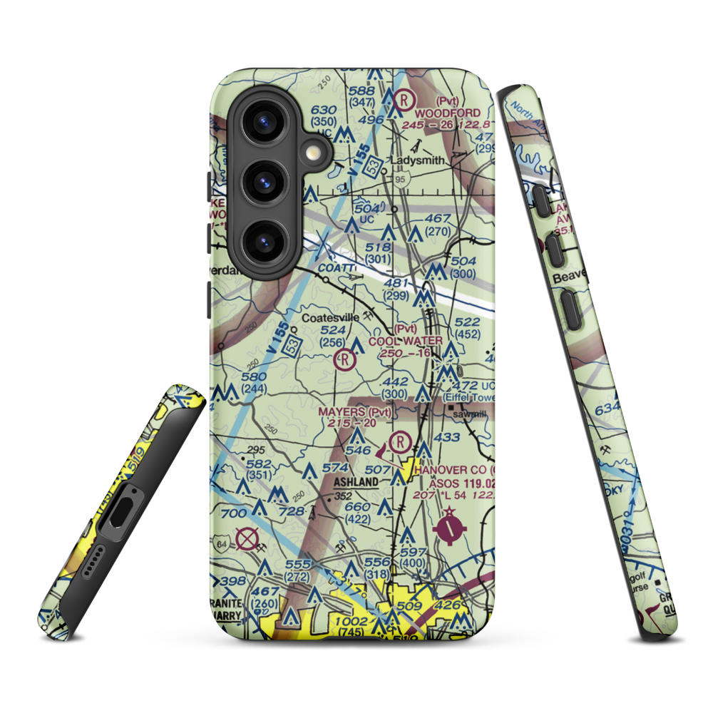 Cool Water Airport (4VG2) VFR Sectional Samsung Phone Case Samsung Galaxy S24 Plus model shown