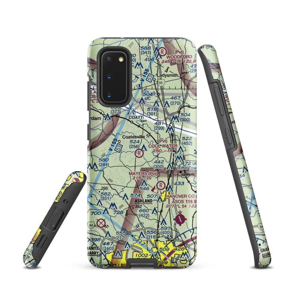 Cool Water Airport (4VG2) VFR Sectional Samsung Phone Case Samsung Galaxy S20 model shown