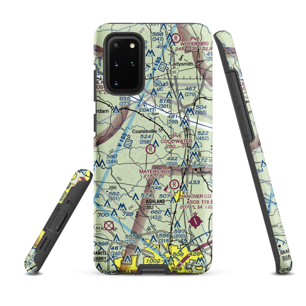 Cool Water Airport (4VG2) VFR Sectional Samsung Phone Case Samsung Galaxy S20 Plus model shown