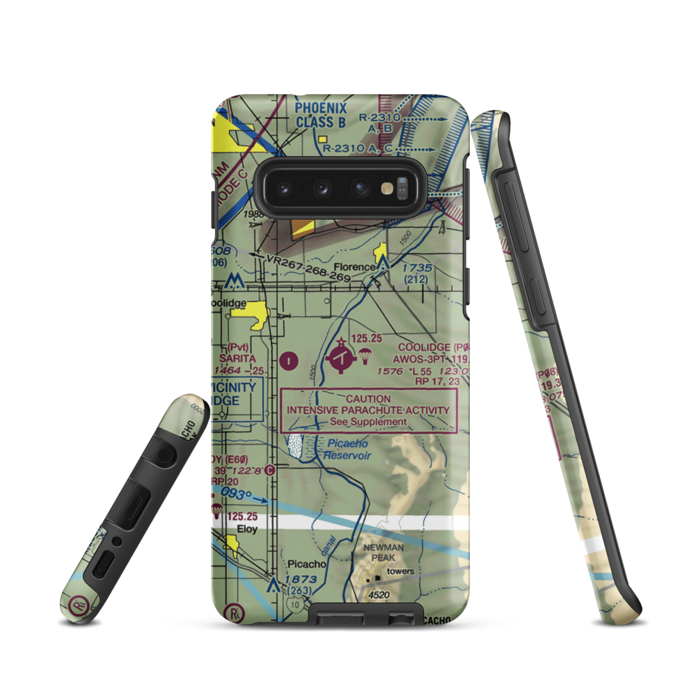 Coolidge Municipal Airport (P08) VFR Sectional Samsung Phone Case Samsung Galaxy S10 model shown