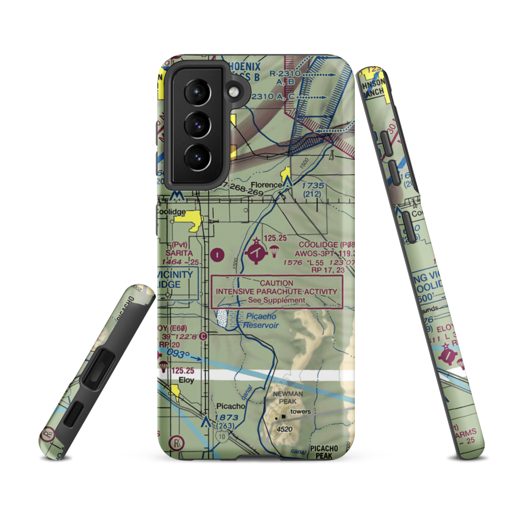 Coolidge Municipal Airport (P08) VFR Sectional Samsung Phone Case Samsung Galaxy S21 Ultra model shown