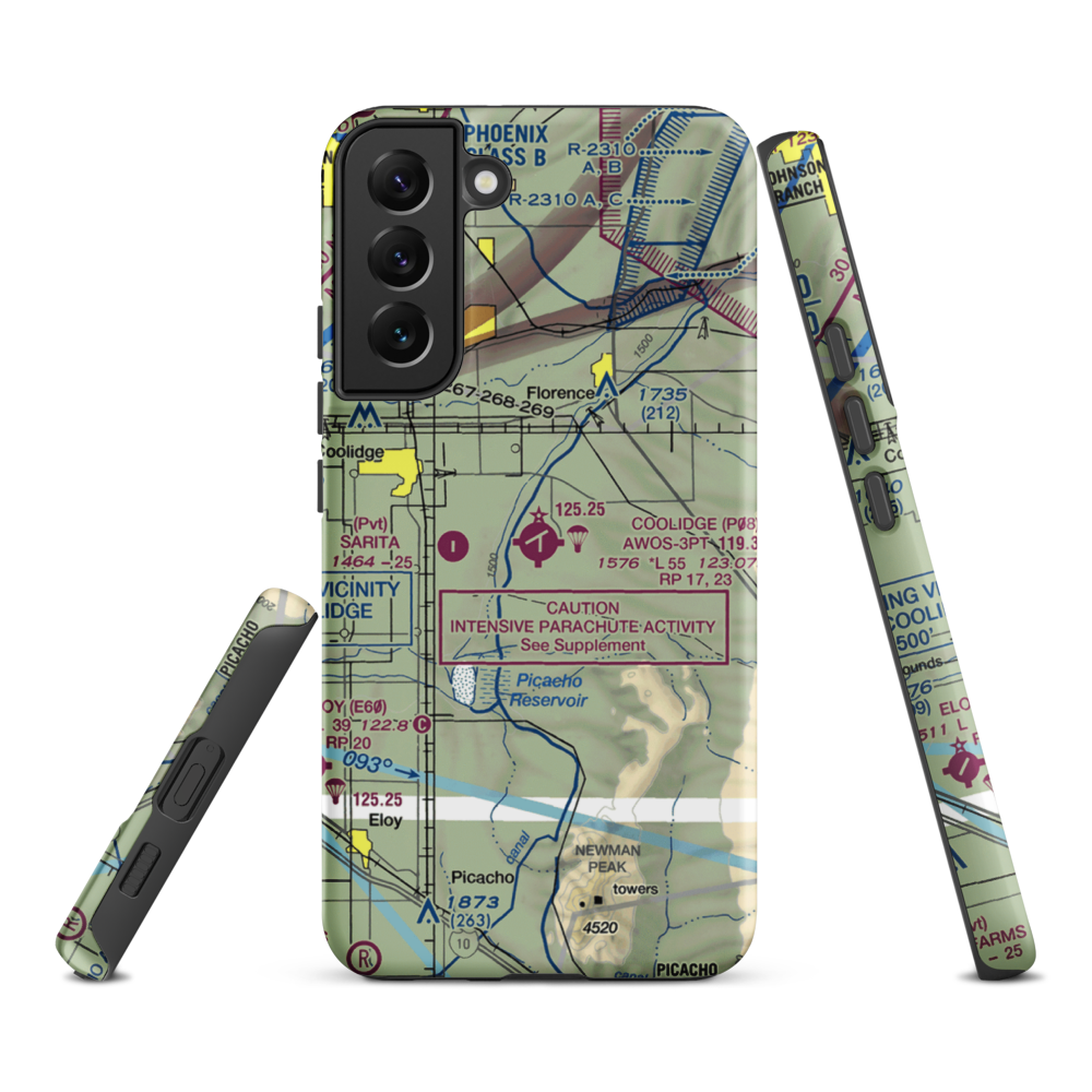 Coolidge Municipal Airport (P08) VFR Sectional Samsung Phone Case Samsung Galaxy S22 Plus model shown