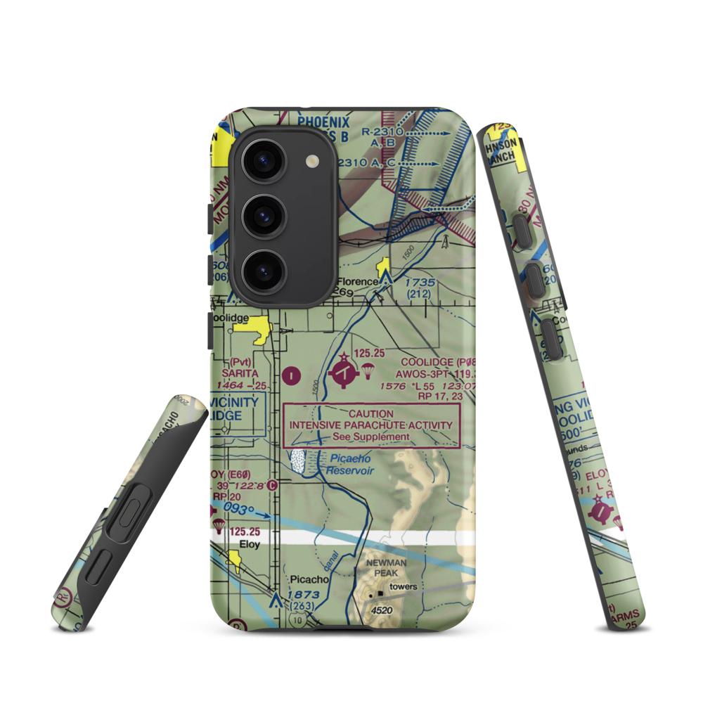 Coolidge Municipal Airport (P08) VFR Sectional Samsung Phone Case Samsung Galaxy S23 model shown