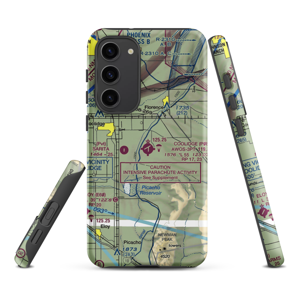 Coolidge Municipal Airport (P08) VFR Sectional Samsung Phone Case Samsung Galaxy S23 Plus model shown
