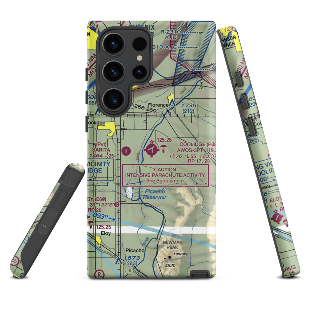 Coolidge Municipal Airport (P08) VFR Sectional Samsung Phone Case Samsung Galaxy S23 Ultra model shown