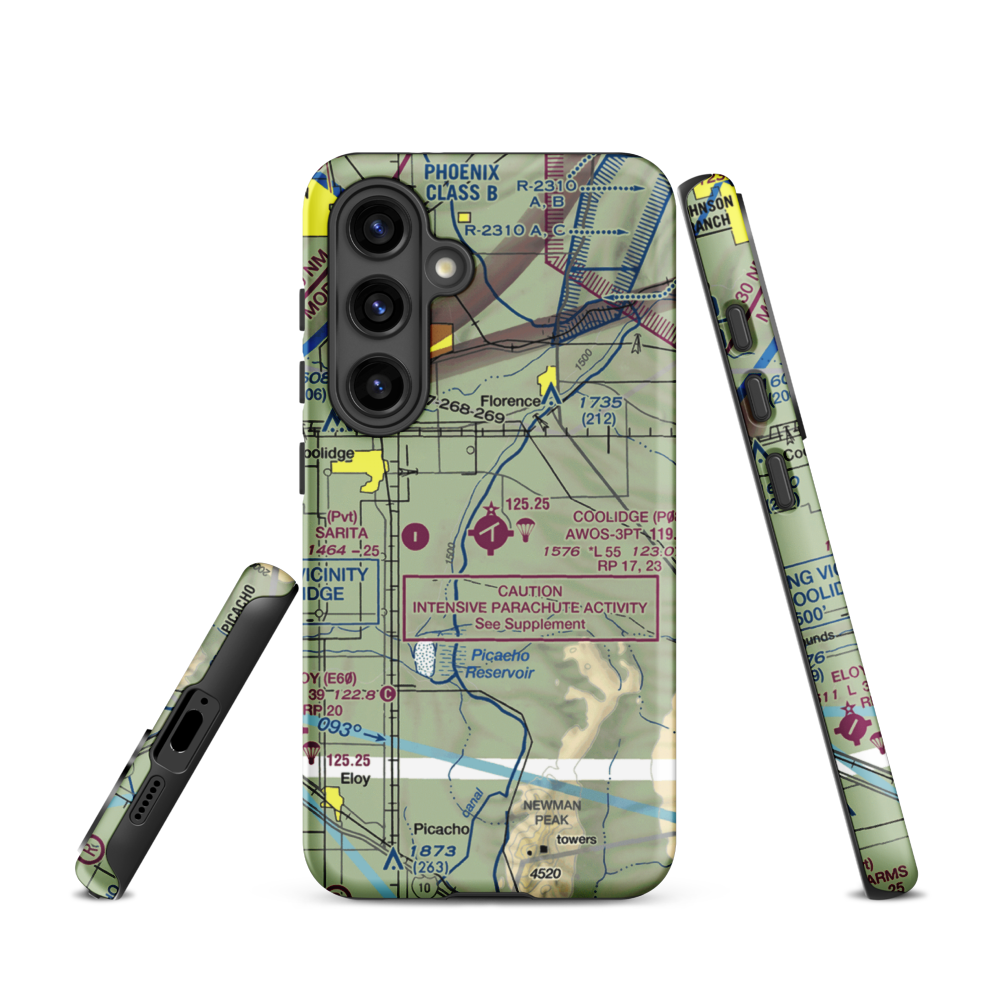 Coolidge Municipal Airport (P08) VFR Sectional Samsung Phone Case Samsung Galaxy S24 model shown
