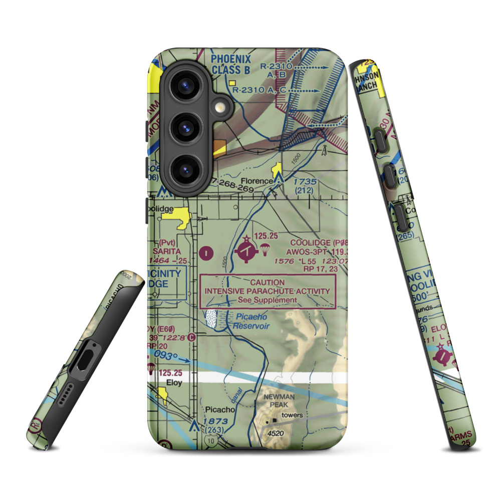 Coolidge Municipal Airport (P08) VFR Sectional Samsung Phone Case Samsung Galaxy S24 Plus model shown