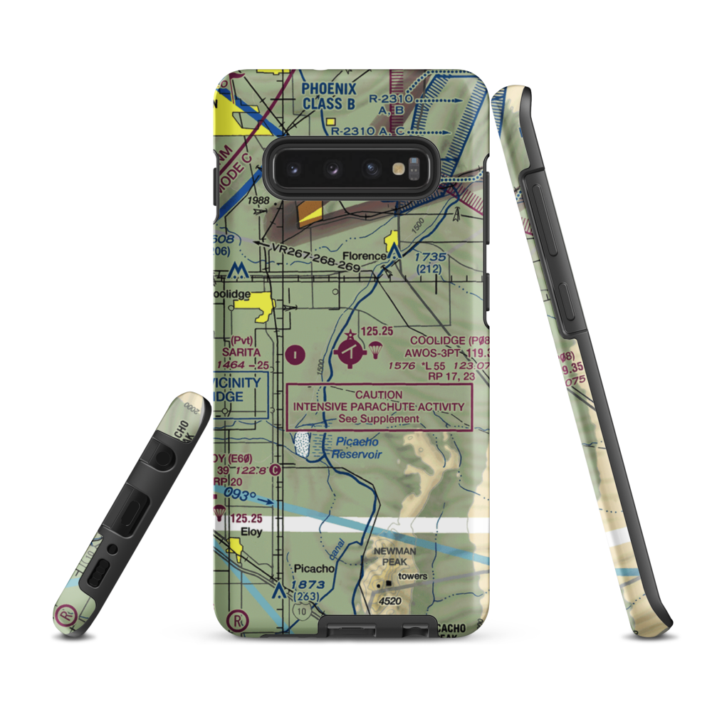 Coolidge Municipal Airport (P08) VFR Sectional Samsung Phone Case Samsung Galaxy S10 Plus model shown