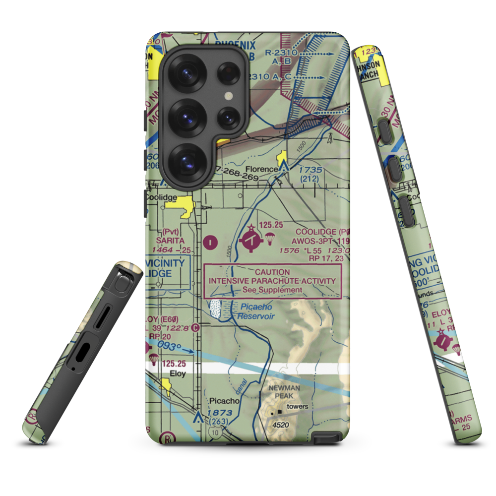 Coolidge Municipal Airport (P08) VFR Sectional Samsung Phone Case Samsung Galaxy S25 Ultra model shown
