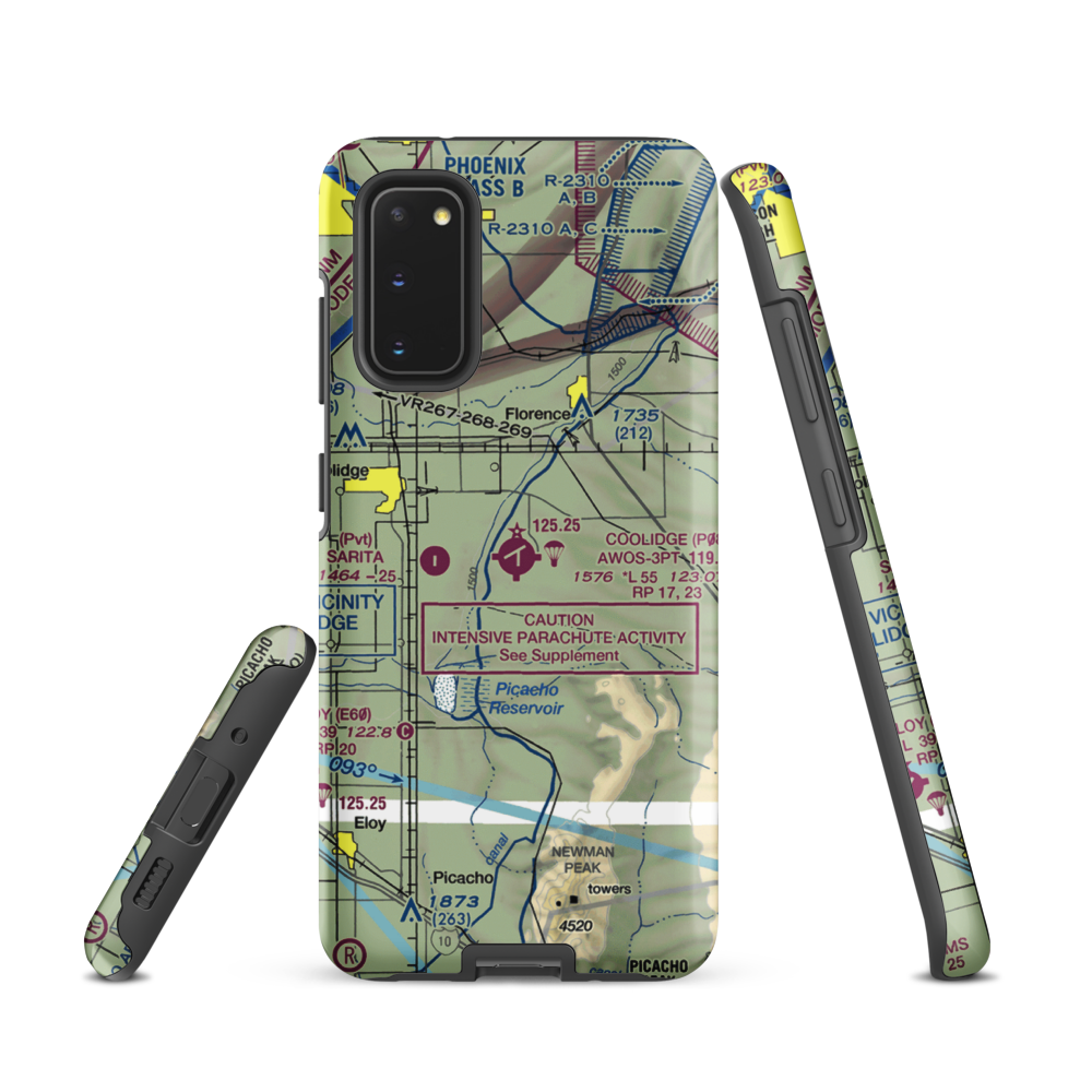 Coolidge Municipal Airport (P08) VFR Sectional Samsung Phone Case Samsung Galaxy S20 model shown