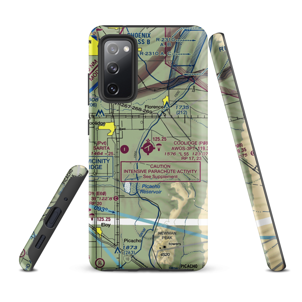 Coolidge Municipal Airport (P08) VFR Sectional Samsung Phone Case Samsung Galaxy S20 FE model shown