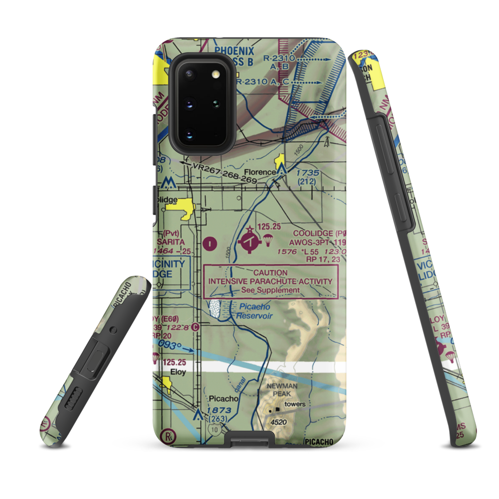 Coolidge Municipal Airport (P08) VFR Sectional Samsung Phone Case Samsung Galaxy S20 Plus model shown
