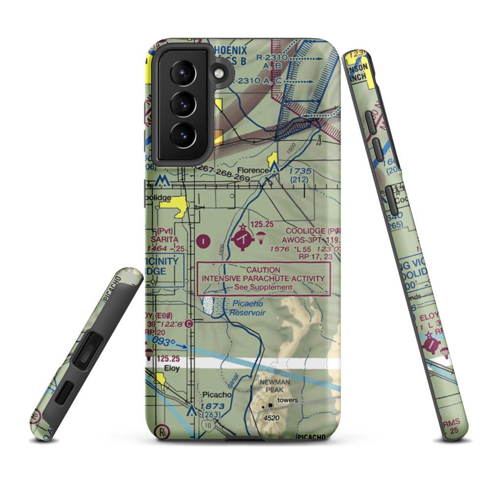Coolidge Municipal Airport (P08) VFR Sectional Samsung Phone Case Samsung Galaxy S21 FE model shown