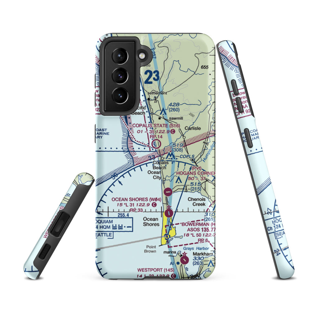 Copalis State Airport (S16) VFR Sectional Samsung Phone Case Samsung Galaxy S21 FE model shown
