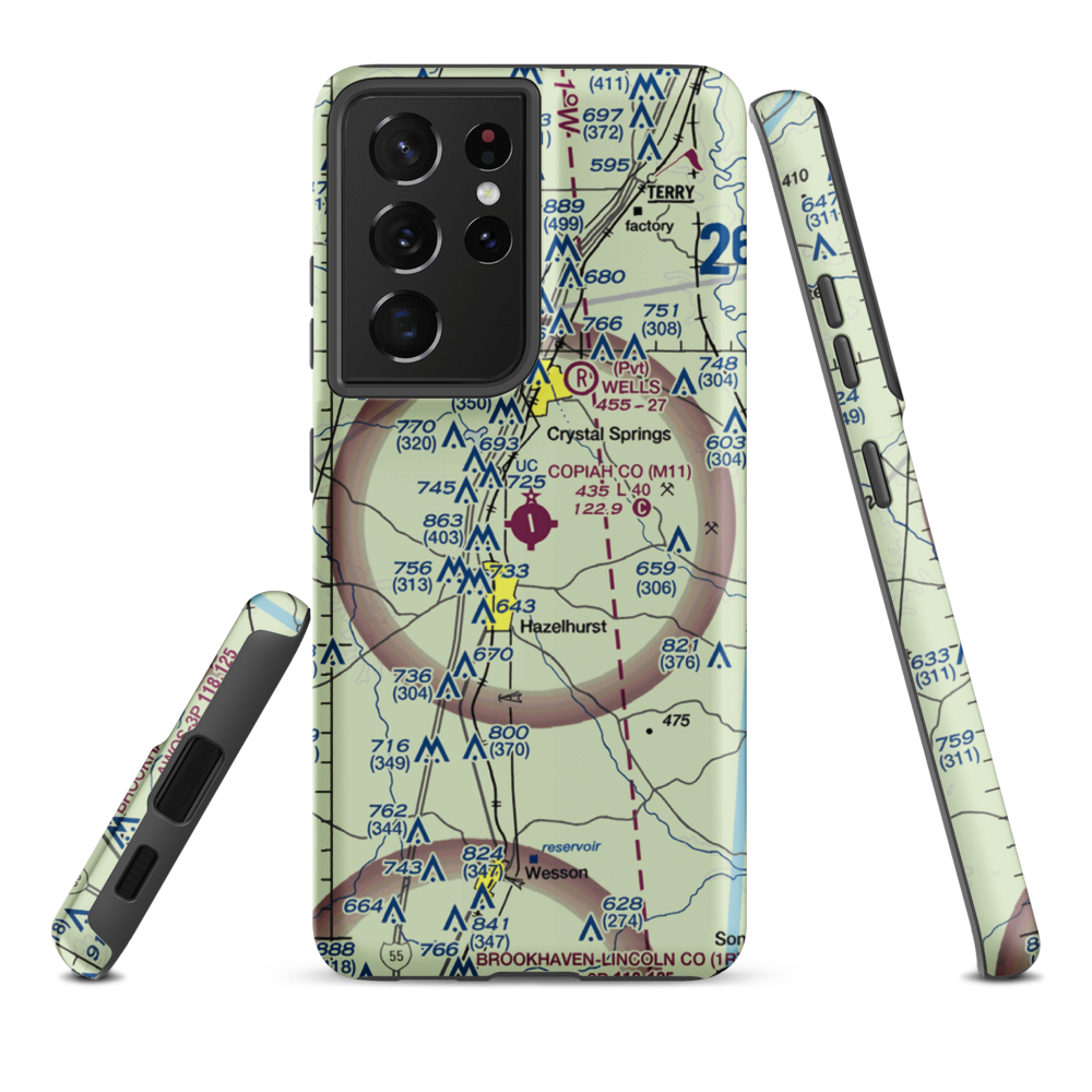 Copiah County Airport (M11) VFR Sectional Samsung Phone Case Samsung Galaxy S21 Ultra model shown