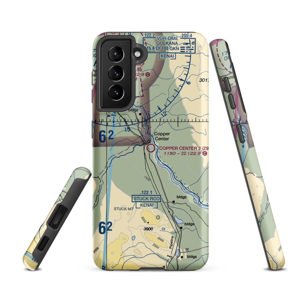 Copper Center 2 Airport (Z93) VFR Sectional Samsung Phone Case Samsung Galaxy S21 FE model shown