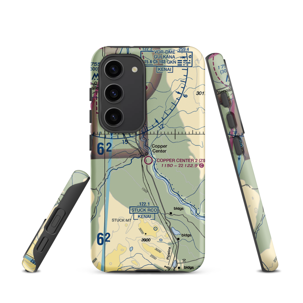 Copper Center 2 Airport (Z93) VFR Sectional Samsung Phone Case Samsung Galaxy S23 model shown