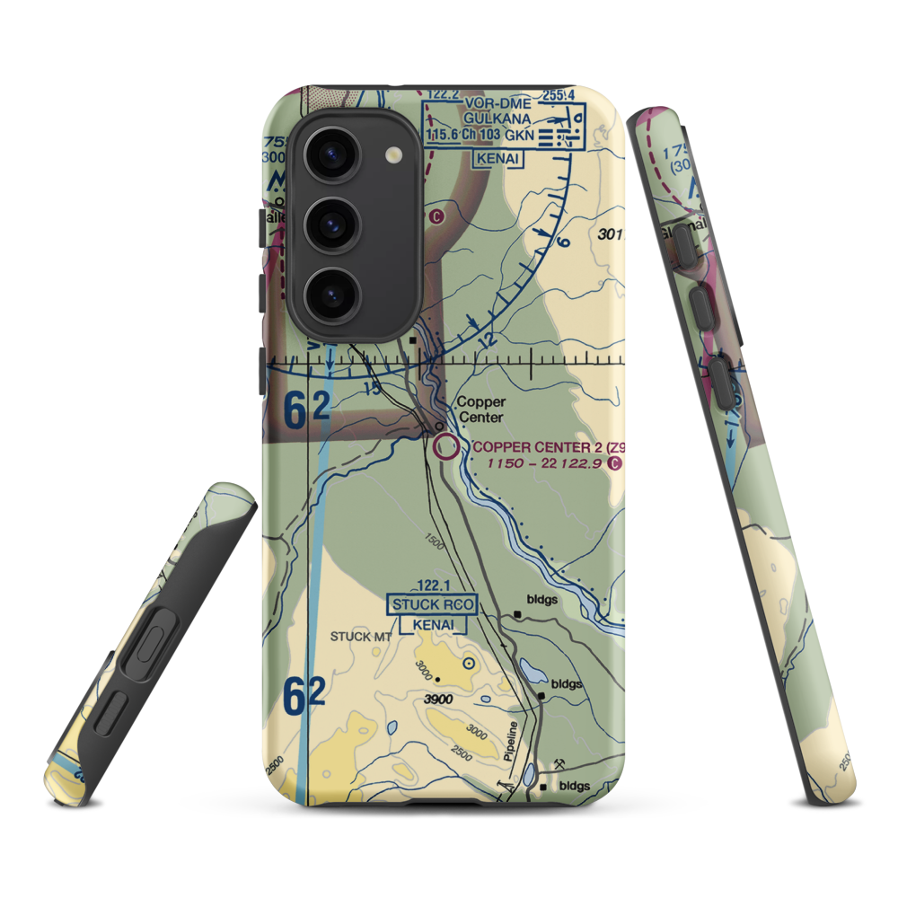 Copper Center 2 Airport (Z93) VFR Sectional Samsung Phone Case Samsung Galaxy S23 Plus model shown