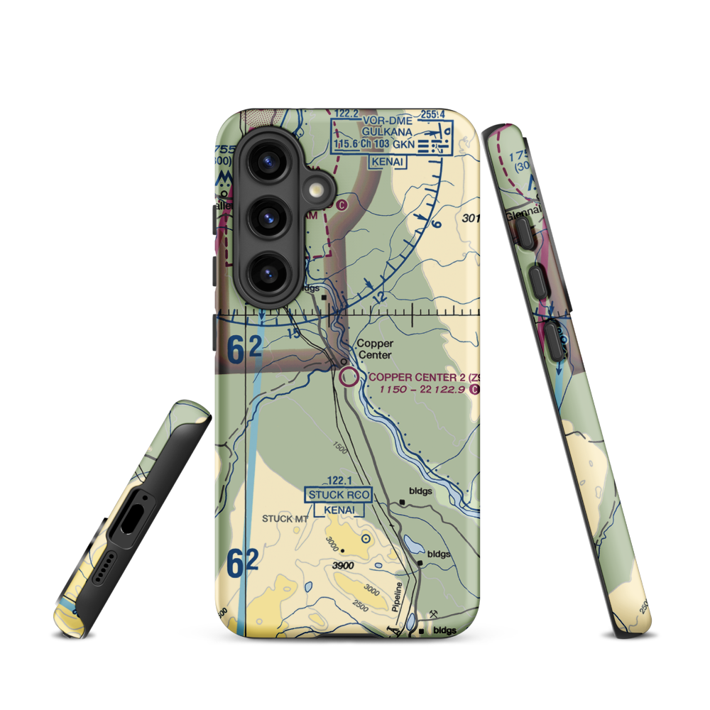 Copper Center 2 Airport (Z93) VFR Sectional Samsung Phone Case Samsung Galaxy S24 model shown