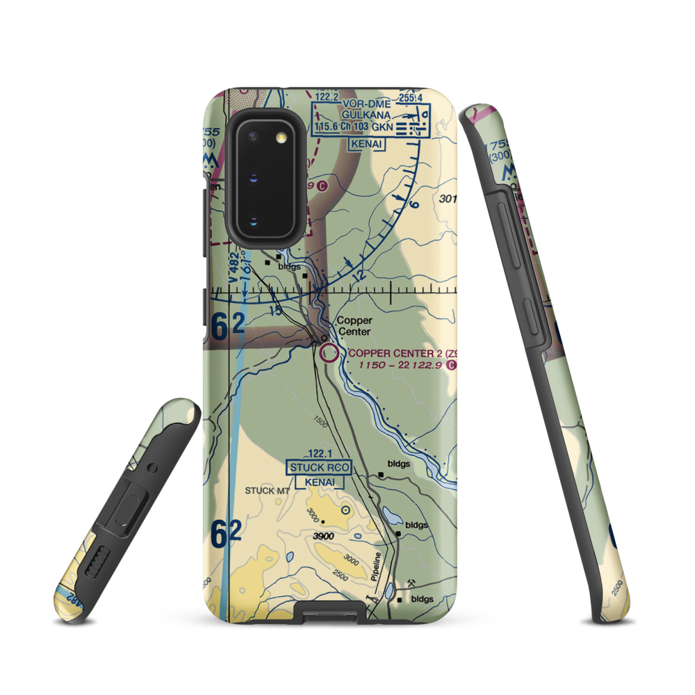 Copper Center 2 Airport (Z93) VFR Sectional Samsung Phone Case Samsung Galaxy S20 model shown