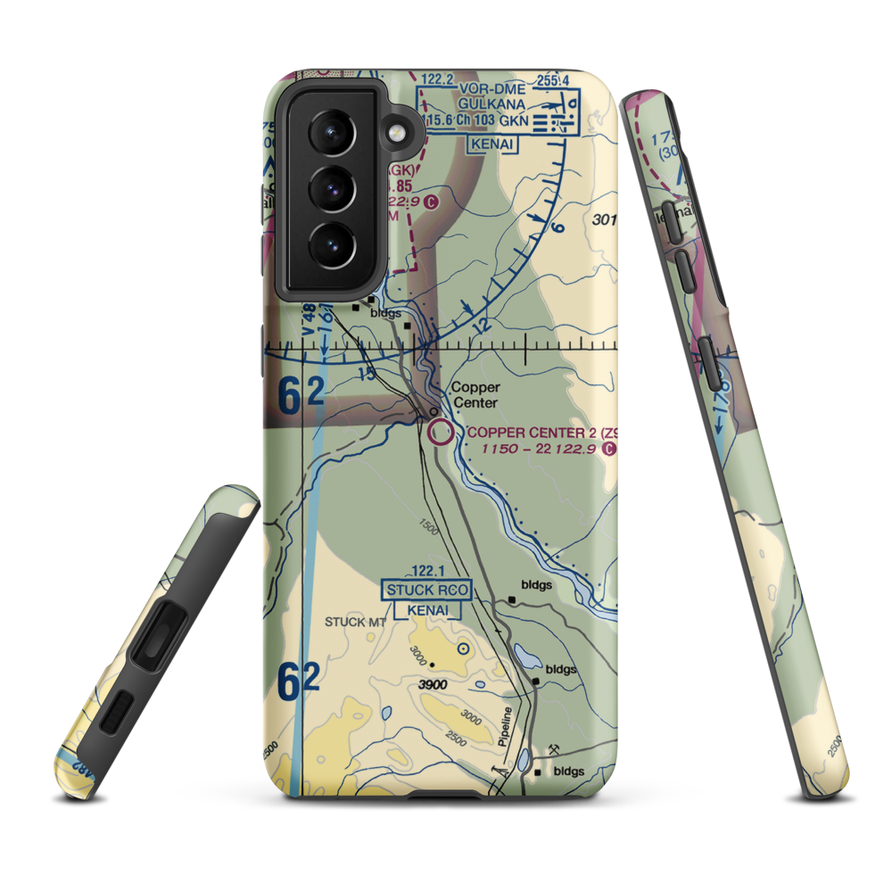 Copper Center 2 Airport (Z93) VFR Sectional Samsung Phone Case Samsung Galaxy S21 Plus model shown