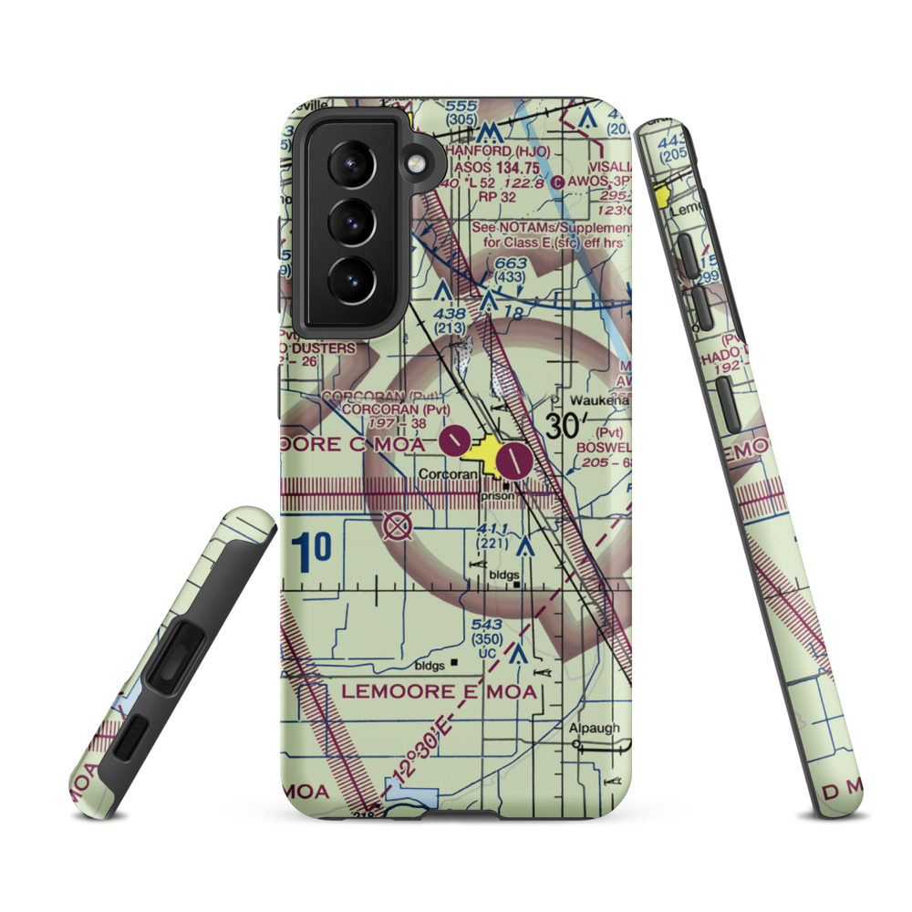 Corcoran Airport (CRO) VFR Sectional Samsung Phone Case Samsung Galaxy S21 FE model shown