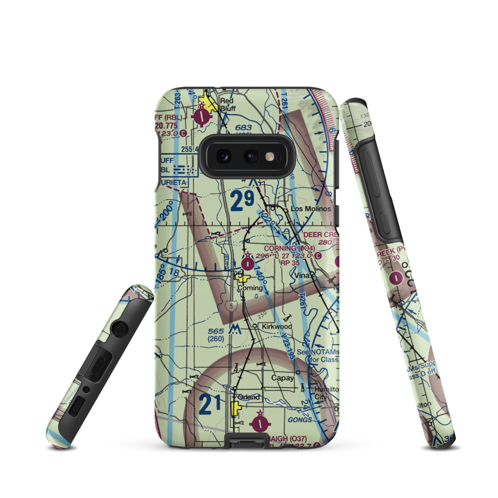 Corning Municipal Airport (0O4) VFR Sectional Samsung Phone Case Samsung Galaxy S10e model shown
