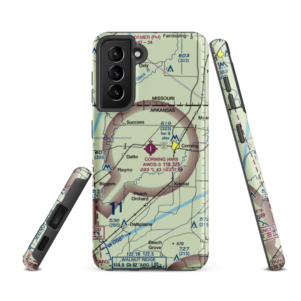 Corning Municipal Airport (4M9) VFR Sectional Samsung Phone Case Samsung Galaxy S21 FE model shown