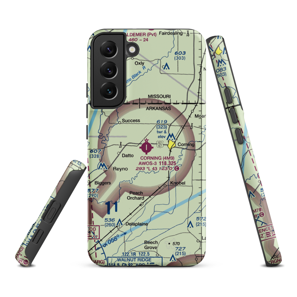 Corning Municipal Airport (4M9) VFR Sectional Samsung Phone Case Samsung Galaxy S22 Plus model shown