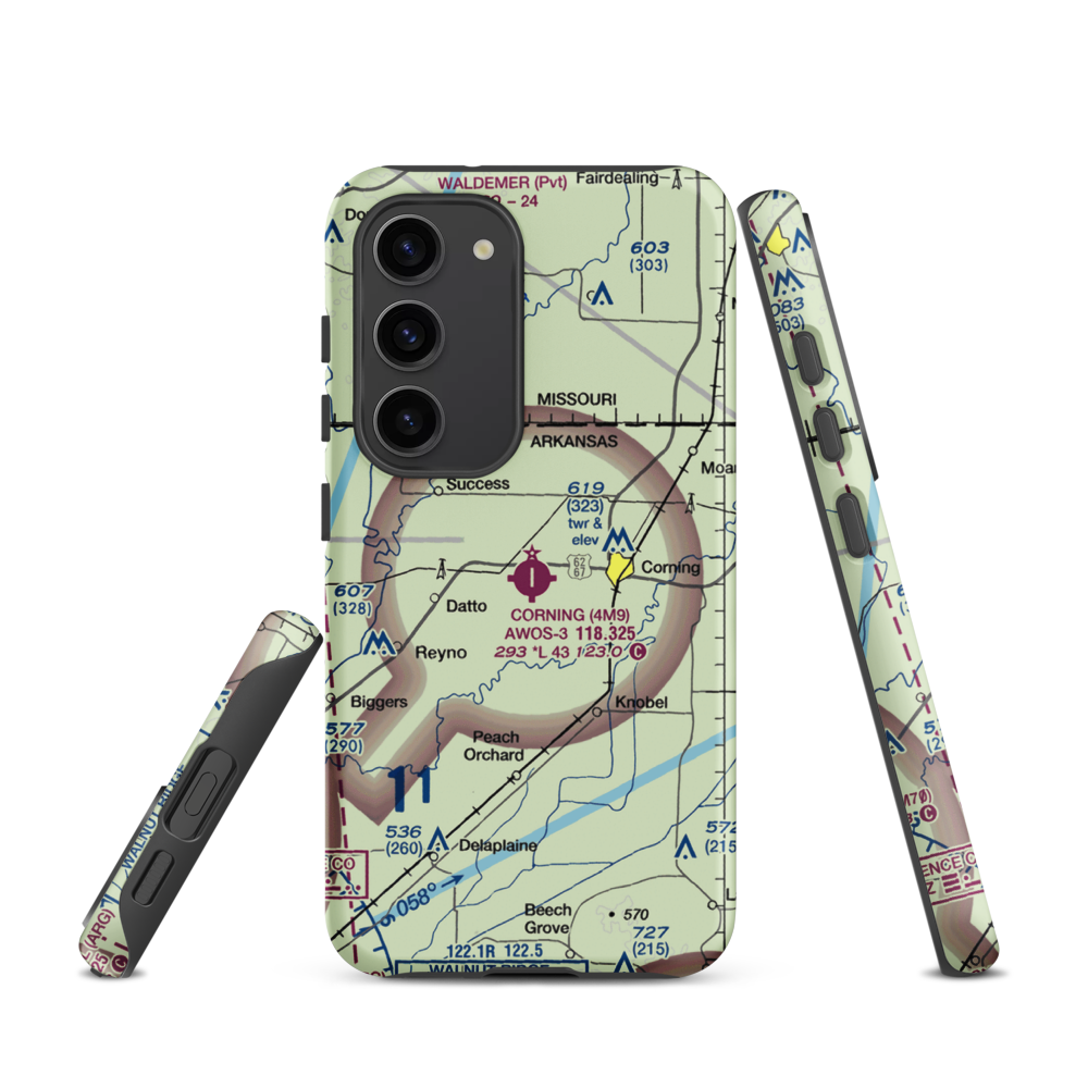 Corning Municipal Airport (4M9) VFR Sectional Samsung Phone Case Samsung Galaxy S23 model shown